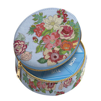 EDITIONS DU DESASTRE Broderie - Pilulier rond - Fleurs 10x10x2cm