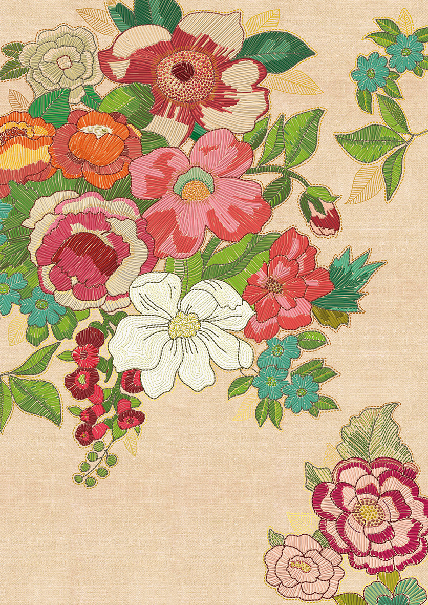 EDITIONS DU DESASTRE Broderie - Cahier 48p lignées 80g  - Fleurs 15x21cm