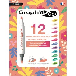 GRAPH'IT Go Set De 12 Marqueurs Acrylique - Floral