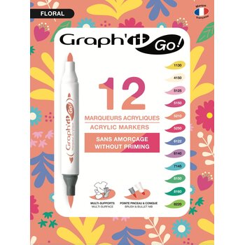 GRAPH'IT Go Set De 12 Marqueurs Acrylique - Floral