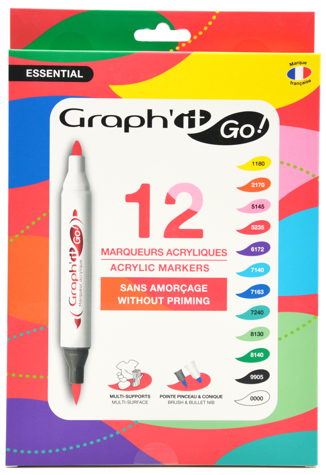 GRAPH'IT Go Set De 12 Marqueurs Acrylique - Essential