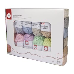 RAYHER Mélange De Fils De Coton, Pastel, Mini-Pelotes À 20G Assorties,Boîte12Pces