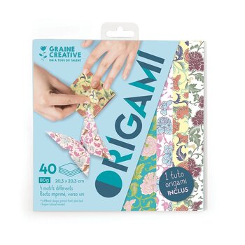 GRAINE CREATIVE Pochette De 40 Feuilles Pastel Origami 20*20 - Papillon