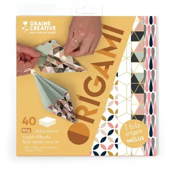 GRAINE CREATIVE Pochette De 40 Feuilles Géometrique Origami 20*20