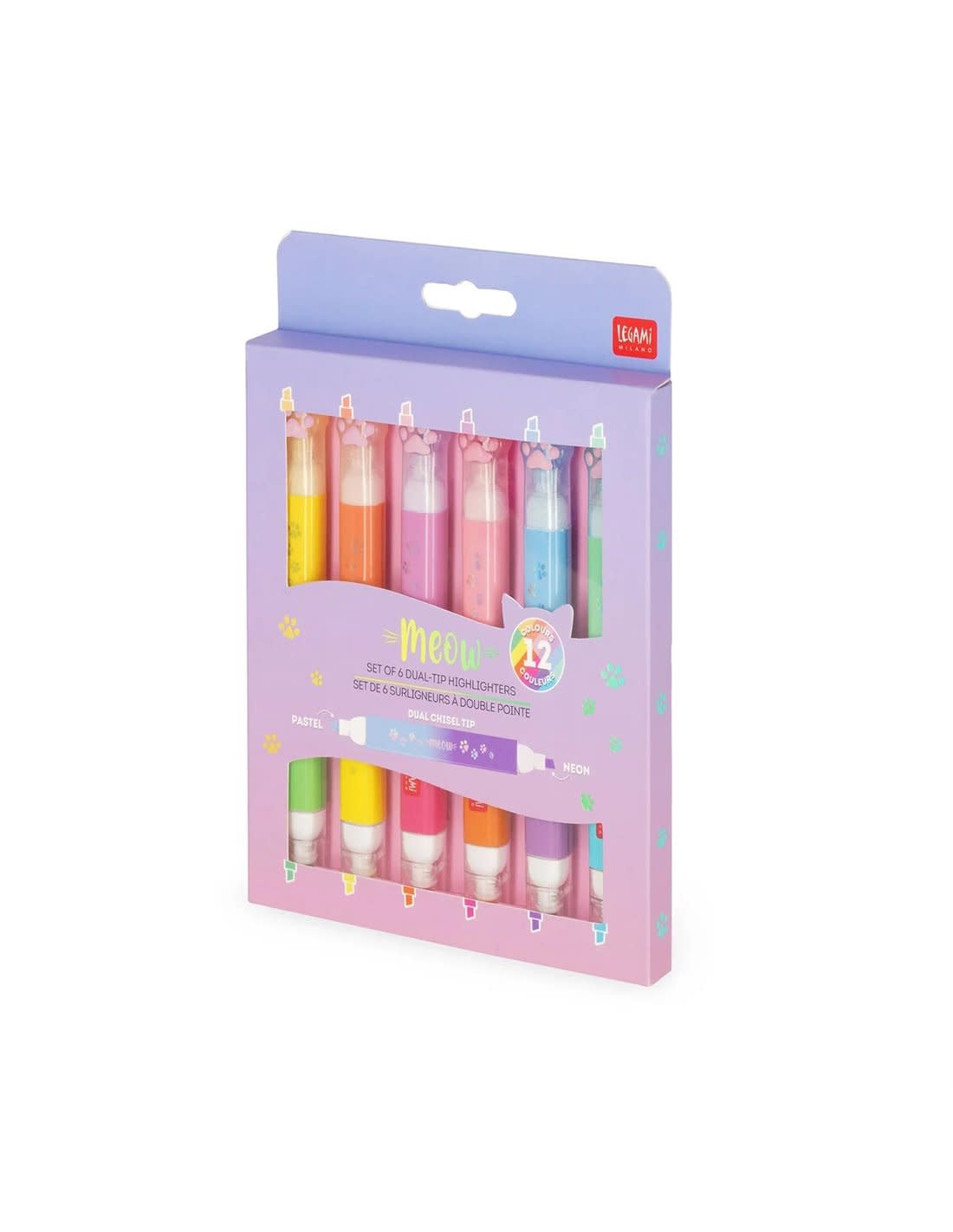 LEGAMI 6 Dual-Tip Highlighters - Meow - Kitty