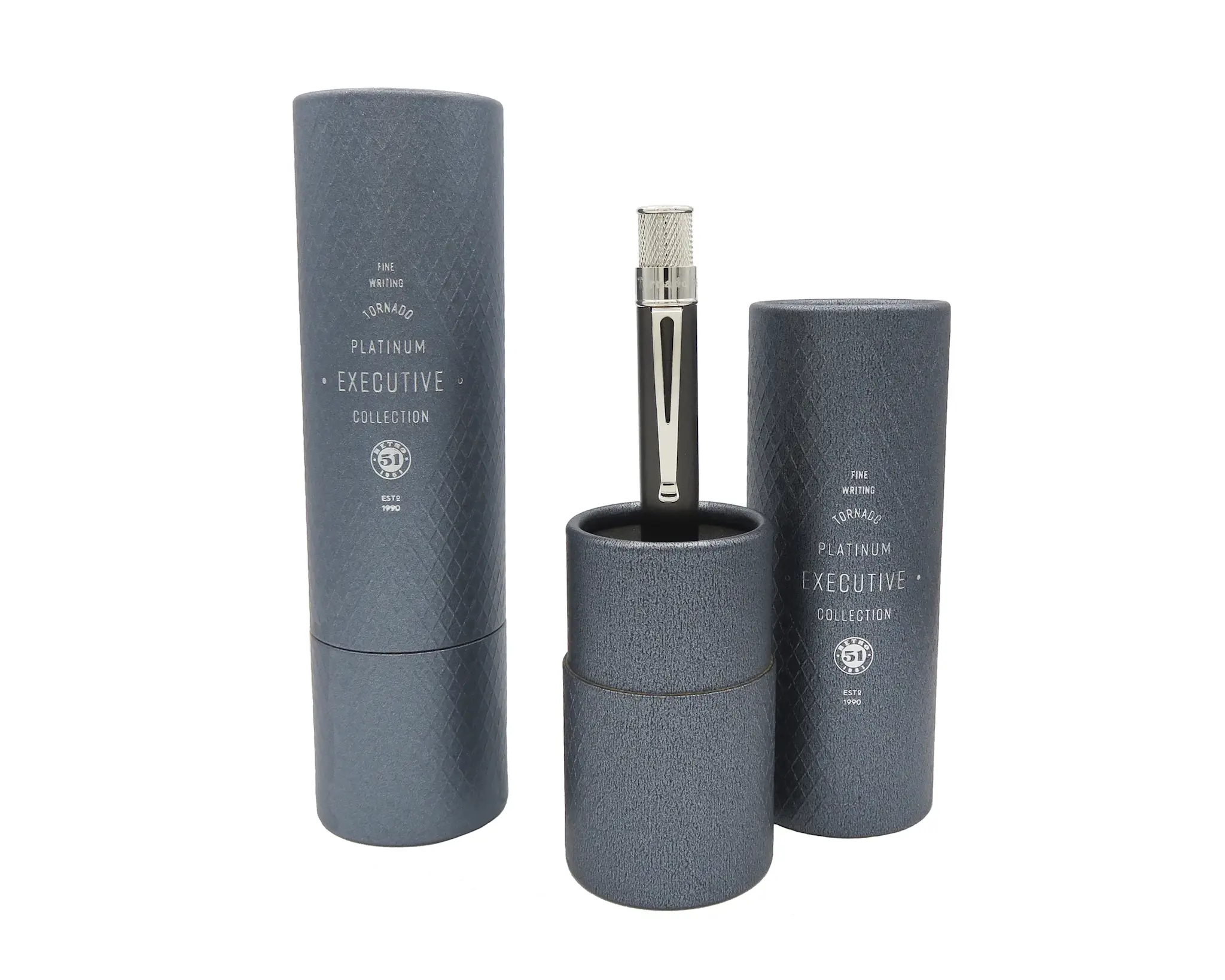 RETRO 51 Stylo Roller Tornado Black Nickel Platinum Executive Black Nickel Platinum