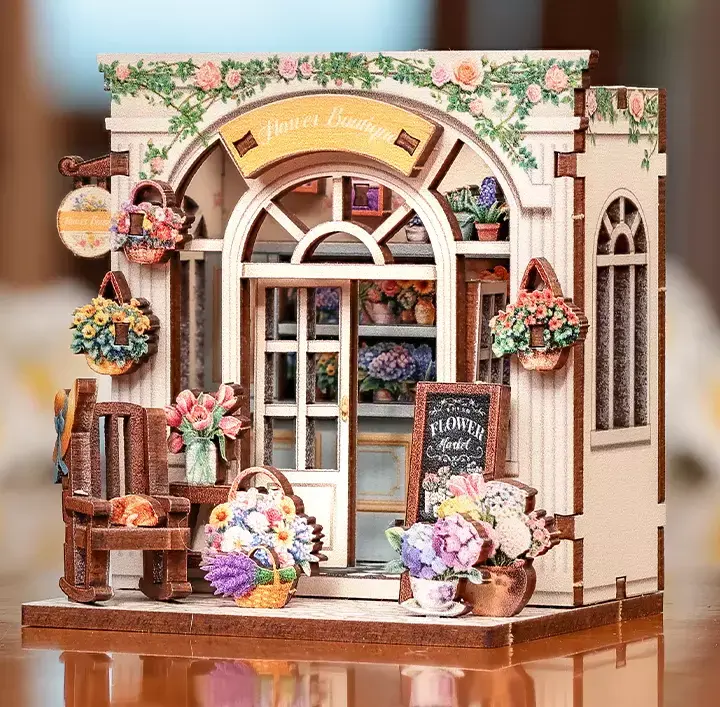Tonecheer Mini Booknook Flower Boutique 7,6×6,9×5,1cm