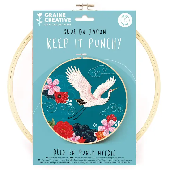 GRAINE CREATIVE Kit Punch Needle Grue Du Japon Ø250 Mm
