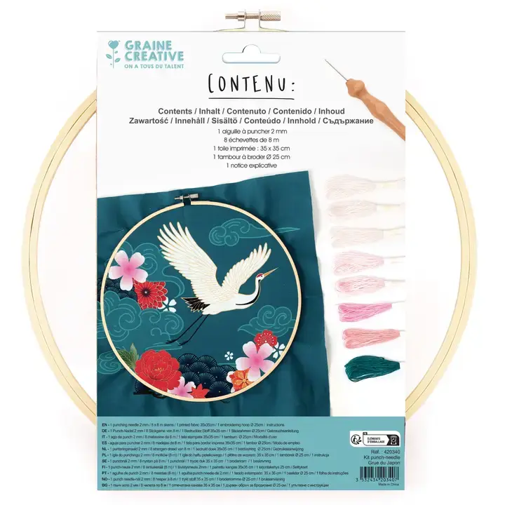 GRAINE CREATIVE Kit Punch Needle Grue Du Japon Ø250 Mm