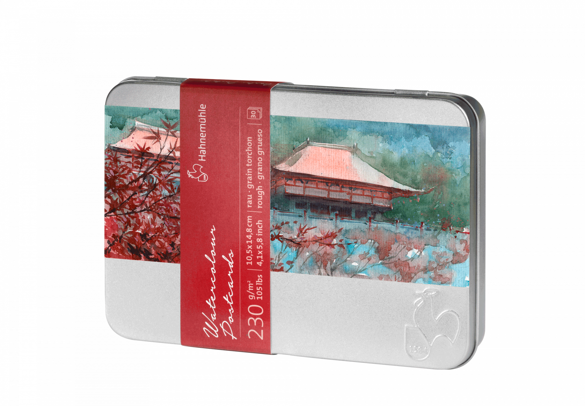 HAHNEMÜHLE Boite Cartes Postales Aquarelle, grain torchon 230g/m², 10x15cm