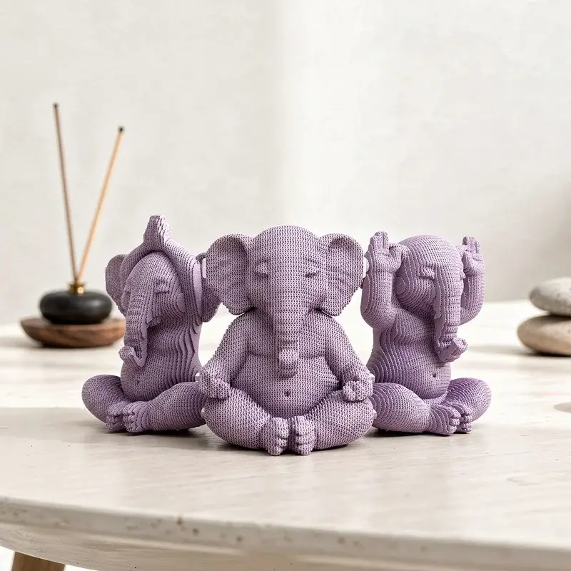 Cartonic Sculpture-Puzzle 3D - Trio d’éléphants zen