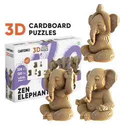 CARTONIC Sculpture-Puzzle 3D - Trio d’éléphants zen