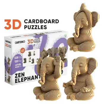 CARTONIC Sculpture-Puzzle 3D - Trio d’éléphants zen