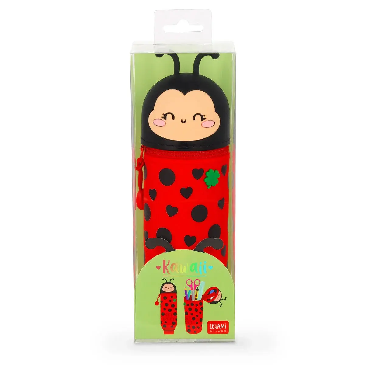 LEGAMI Kawaii  Trousse 2 en 1 en Silicone Ladybug « Get Lucky»