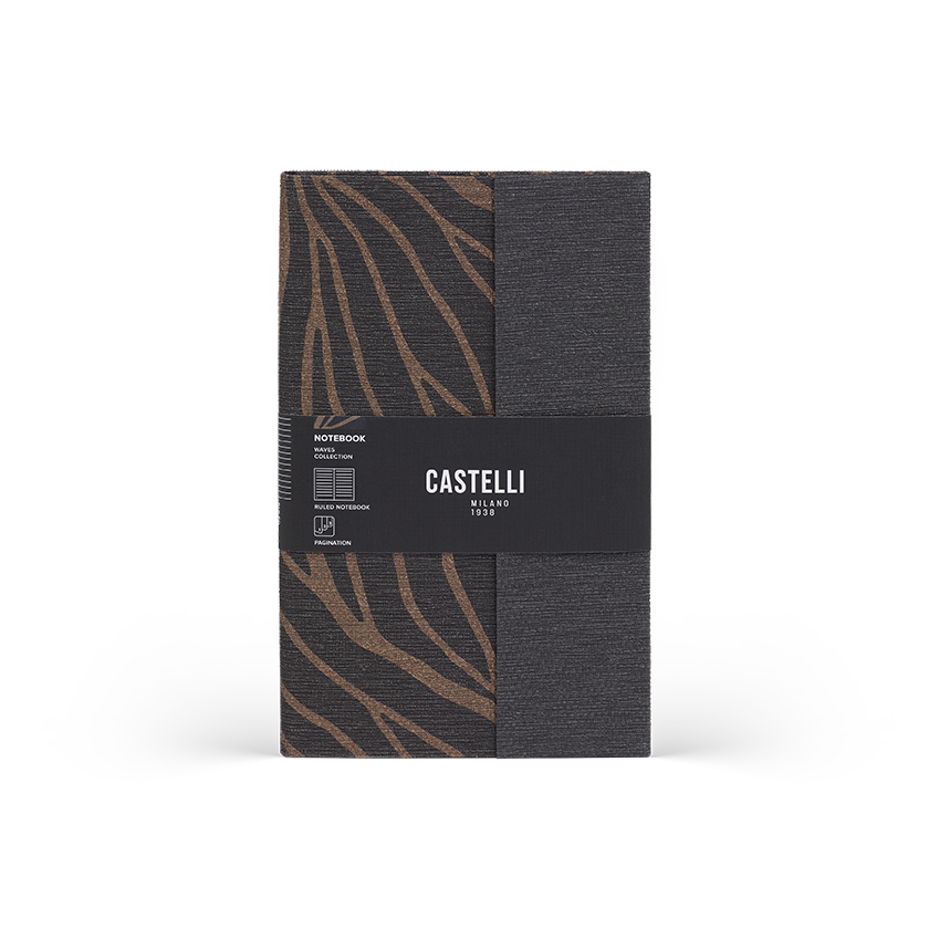 CASTELLI Notebook Midi Ruled Waves Bronze - 13x21