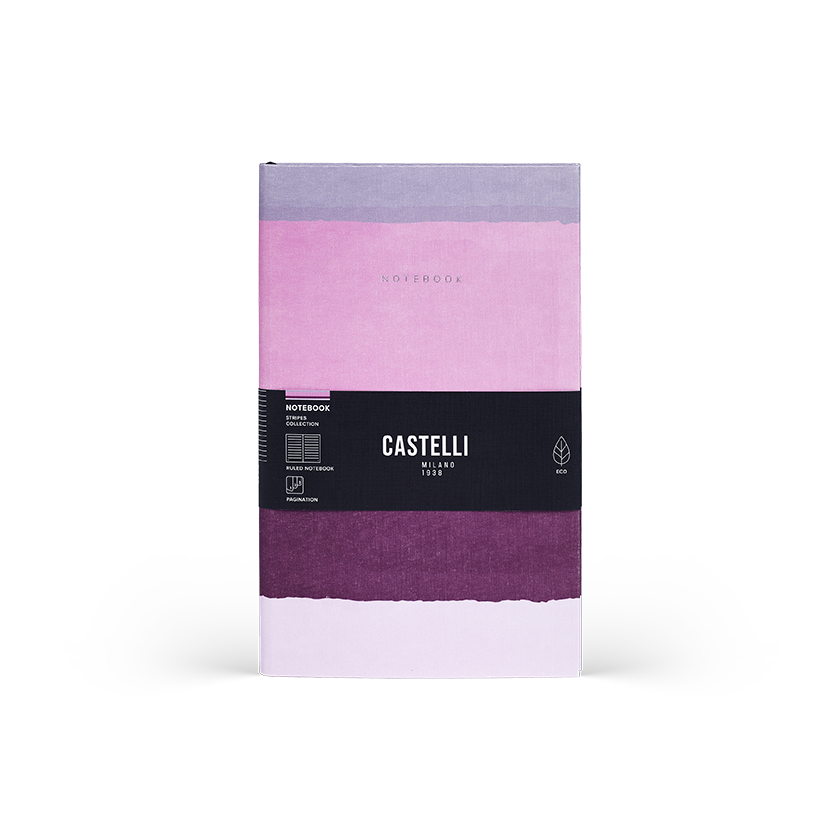 CASTELLI Notebook Midi Ruled  Stripes Bubblegum - 13x21