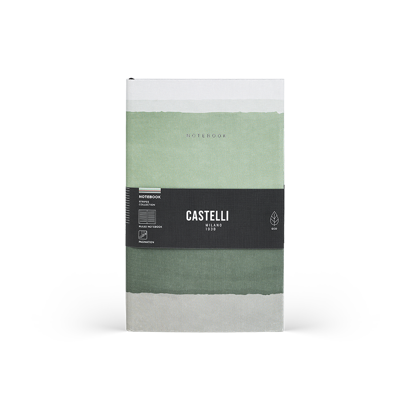 CASTELLI Notebook Large Ruled  Stripes Sage - 19x25