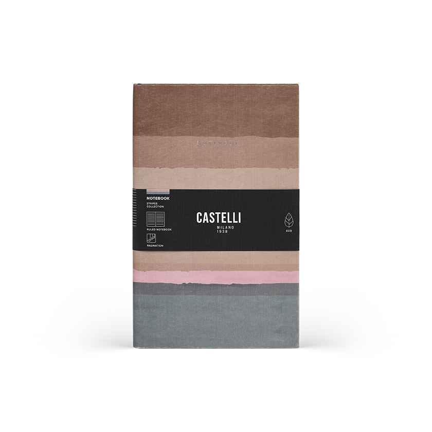 CASTELLI Notebook Large Ruled  Stripes Rust - 19x25