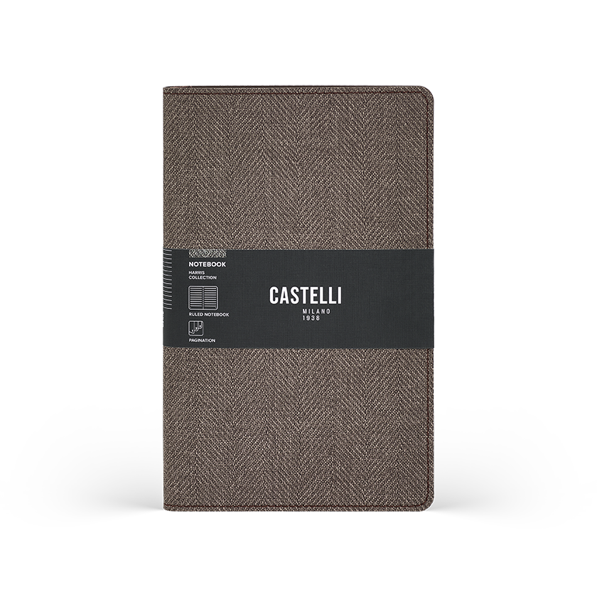 CASTELLI Notebook Softcover Midi Ruled Harris Coffee Brown - 13x21