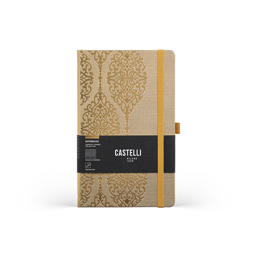 CASTELLI Notebook Midi Ruled Oriental Charme Gold Arabesque - 13x21