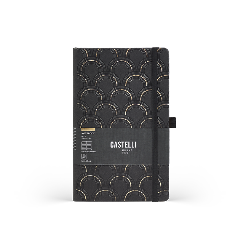 CASTELLI Notebook Pocket Ruled Gold Art Deco - 9x14