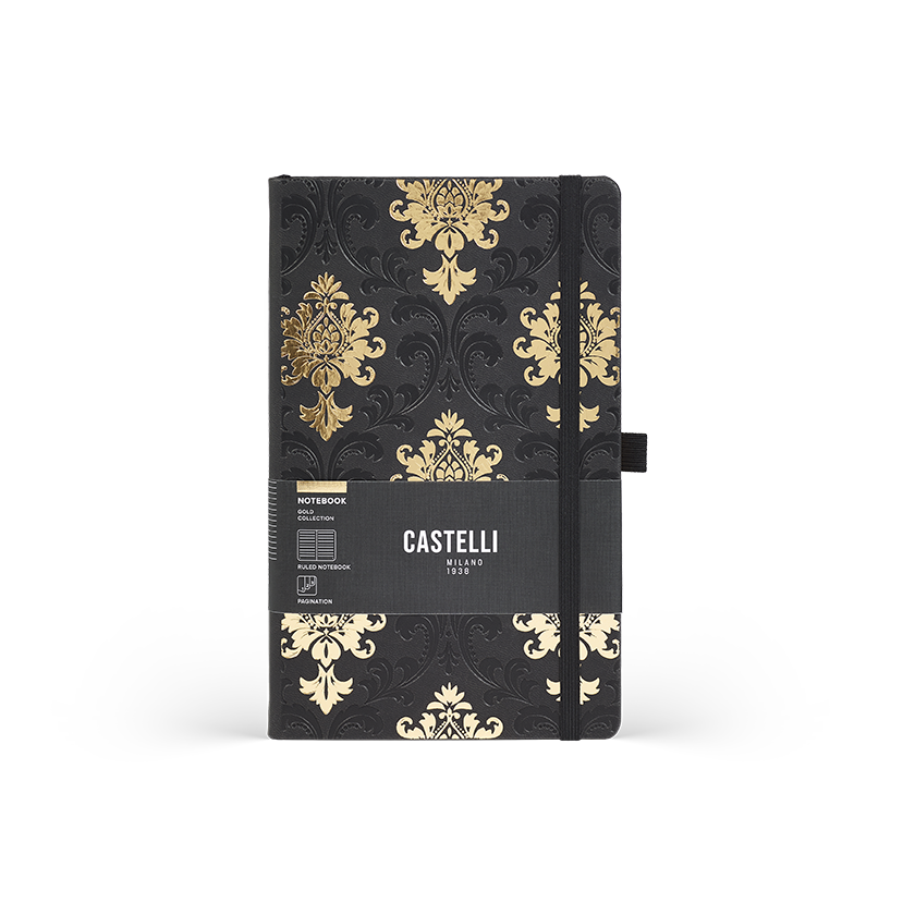 CASTELLI Notebook Large Ruled Gold Baroque - 19x25