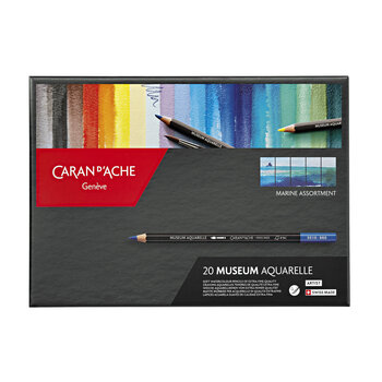 CARAN D'ACHE Museum Aquarelle Boîte carton de 20 crayons de couleurs Marine