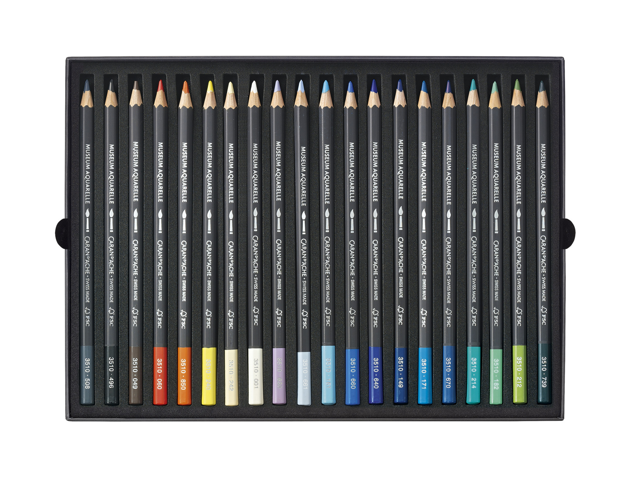 CARAN D'ACHE Museum Aquarelle Boîte carton de 20 crayons de couleurs Marine
