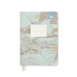 OHH DEER Eastern Elegance Flying Cranes | Fabric Hardback Notebook (B6)