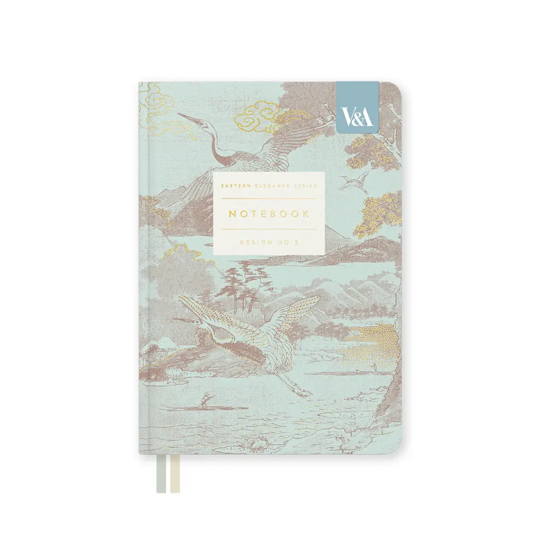 OHH DEER Eastern Elegance Flying Cranes | Fabric Hardback Notebook (B6)