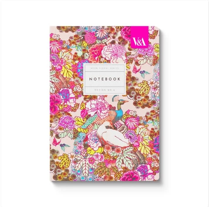 OHH DEER Neon Floral Peacock Floral | Hardback Notebook (A5)