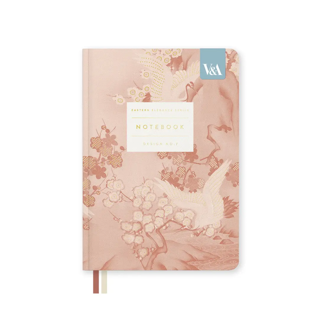 OHH DEER Eastern Elegance Cranes & Blossom | Fabric Hardback Notebook (B6)