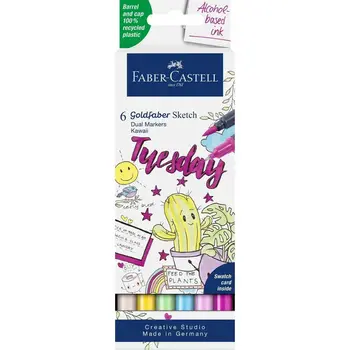 FABER CASTELL Goldfaber Sketch Marker boîte de 6, Kawaii