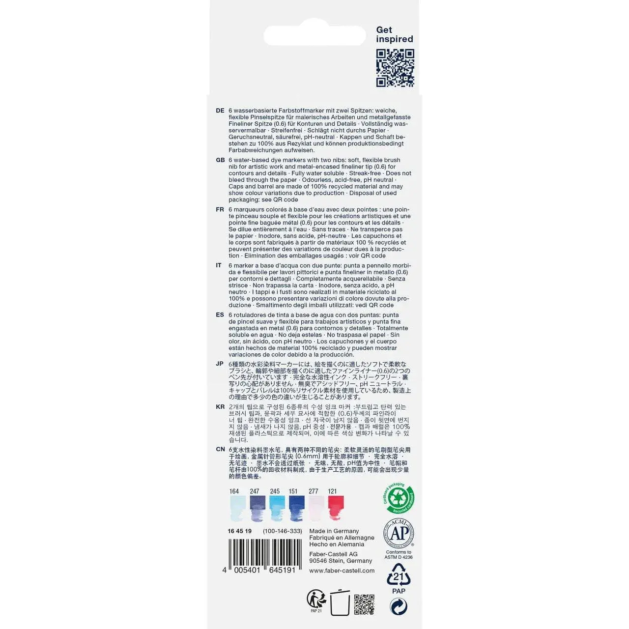 FABER CASTELL Goldfaber Aqua Dual Marker, boîte de 6, Seaside