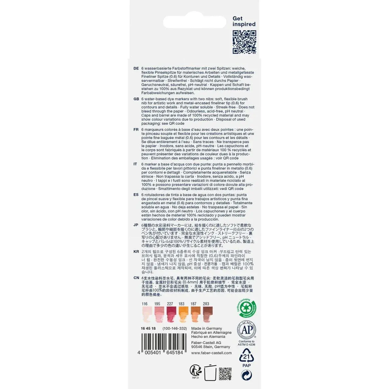 FABER CASTELL Goldfaber Aqua Dual Marker, boîte de 6, BoHo