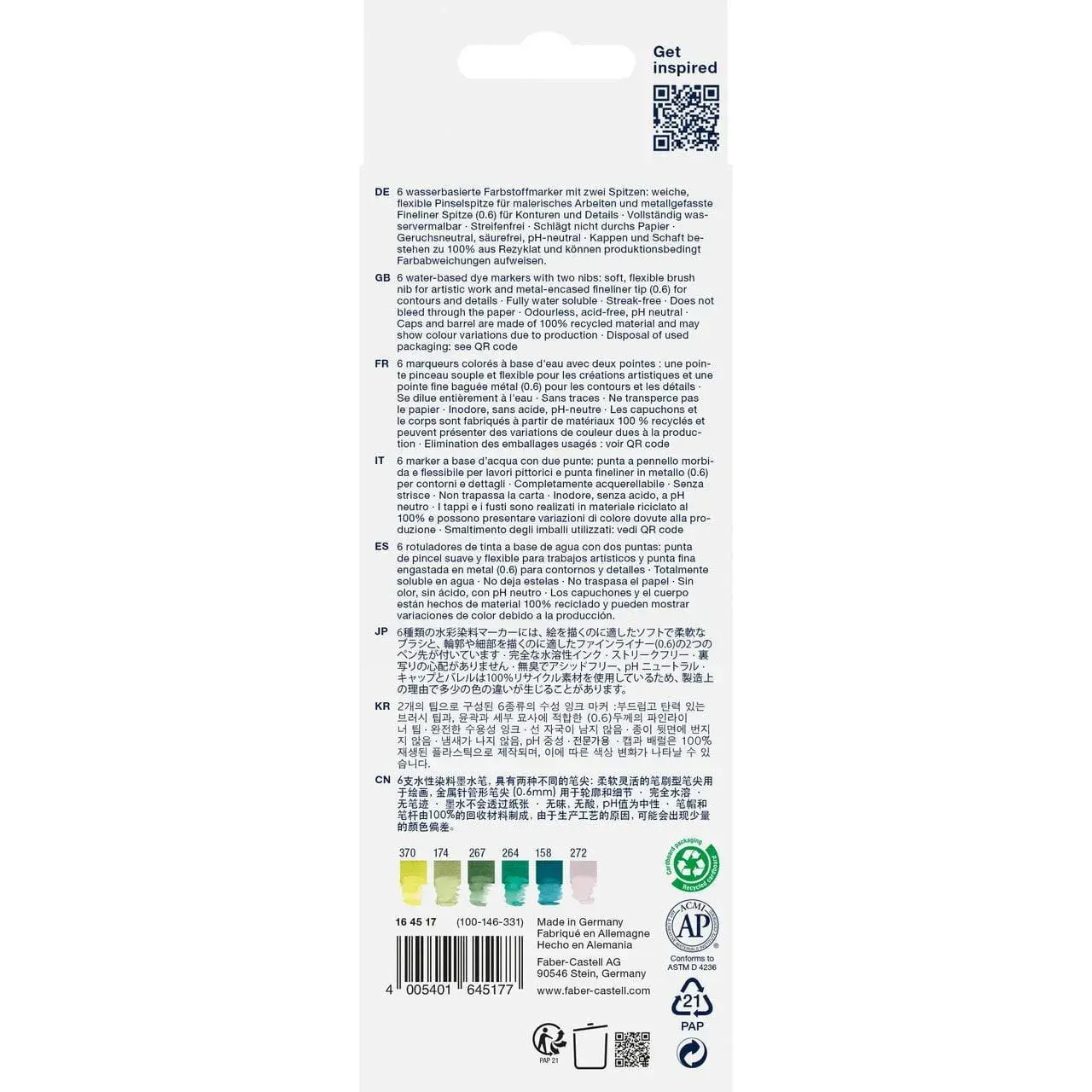 FABER CASTELL Goldfaber Aqua Dual Marker, boîte de 6, Jungle