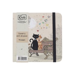 KIUB Carnet Mot De Passe Carre Bug Art Couple De Chats  12.5x12.5cm