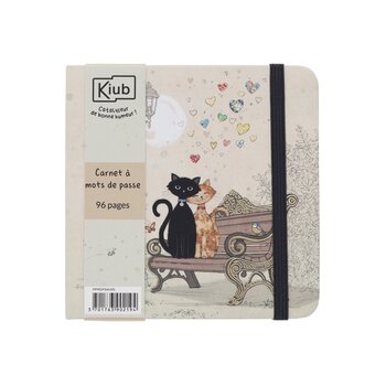 KIUB Carnet Mot De Passe Carre Bug Art Couple De Chats  12.5x12.5cm
