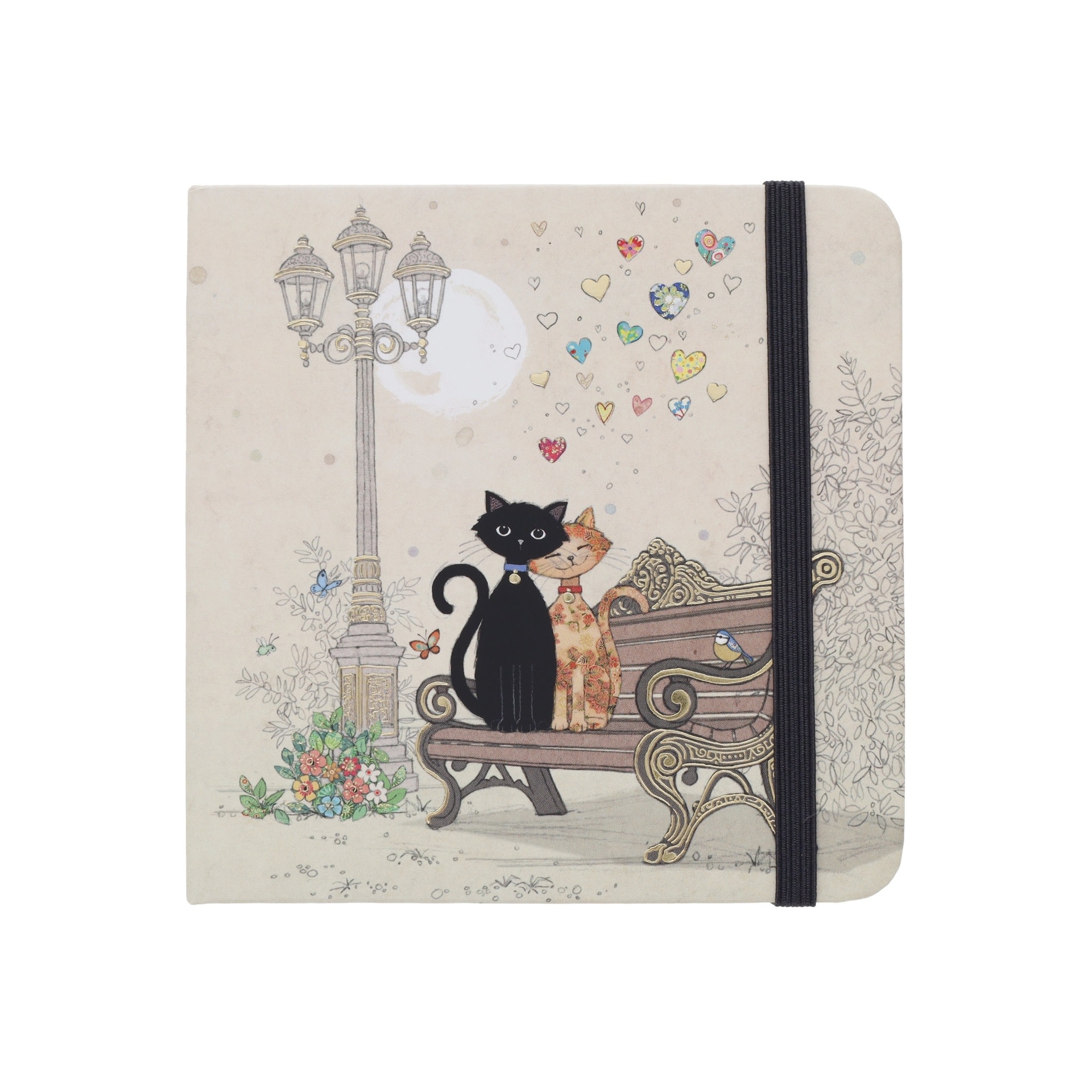 KIUB Carnet Mot De Passe Carre Bug Art Couple De Chats  12.5x12.5cm