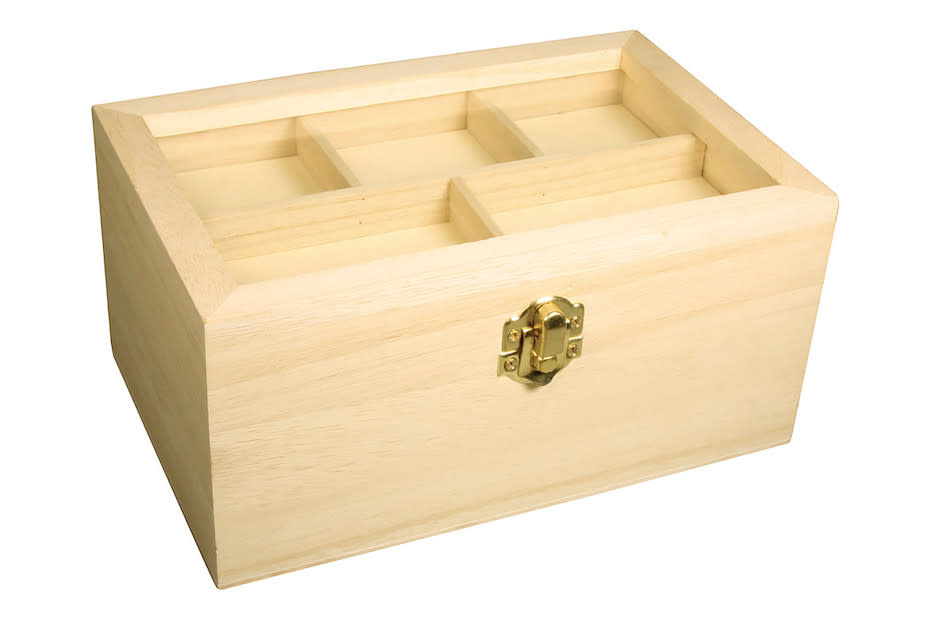 RAYHER Coffret Bois Couver. Déco Fsc Mix Credit, 20X13X9,5Cm, 5Compart. D.Couvercle