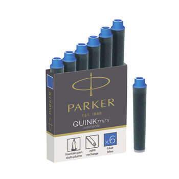 PARKER Etui de 6 cartouches mini QUINK encre Bleu effaçable