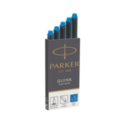PARKER Etui de 5 cartouches longues QUINK encre Bleue effaçable