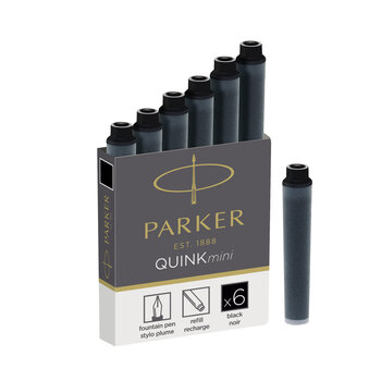 PARKER Etui de 6 cartouches mini QUINK encre Noire