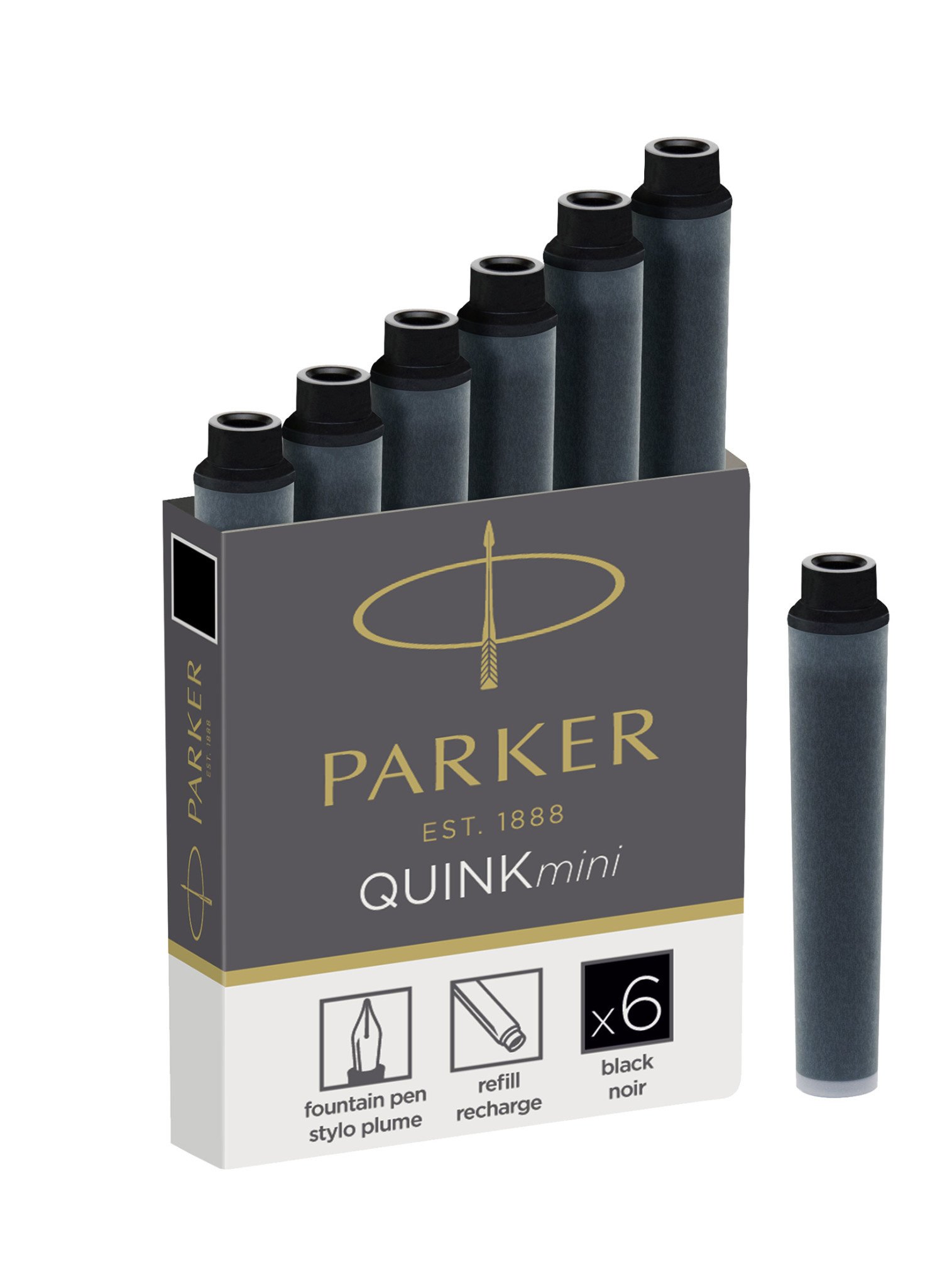 PARKER Etui de 6 cartouches mini QUINK encre Noire