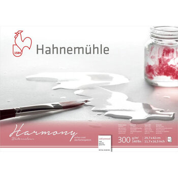 HAHNEMÜHLE Bloc Harmony Aquarelle collé 4 côtés 29,7x42 A3 300g 12f grain fin