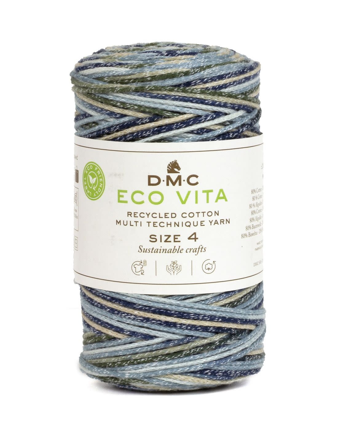 DMC Eco Vita 4 Multicolor Bleu marine, bleu ciel, gris et vert 250Gr