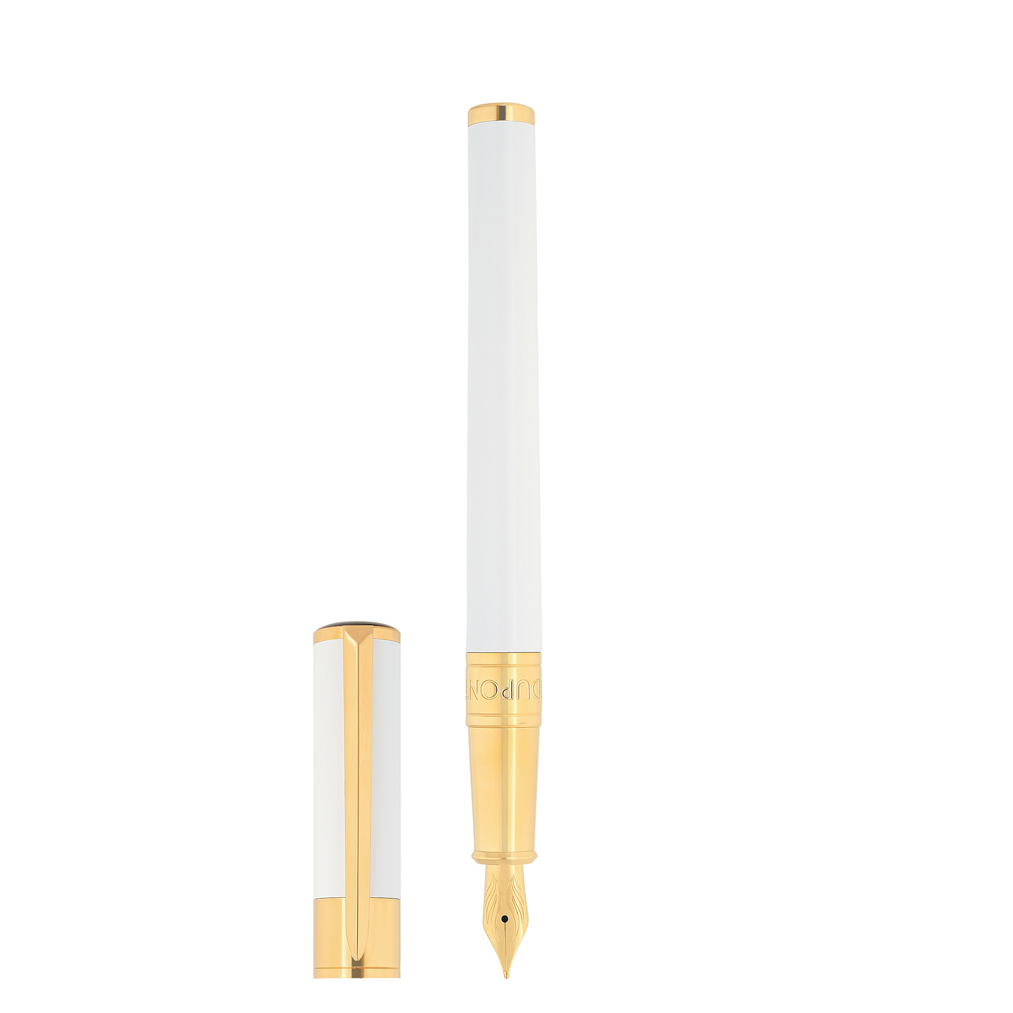DUPONT S.T Stylo Plume Initial Blanc / Doré