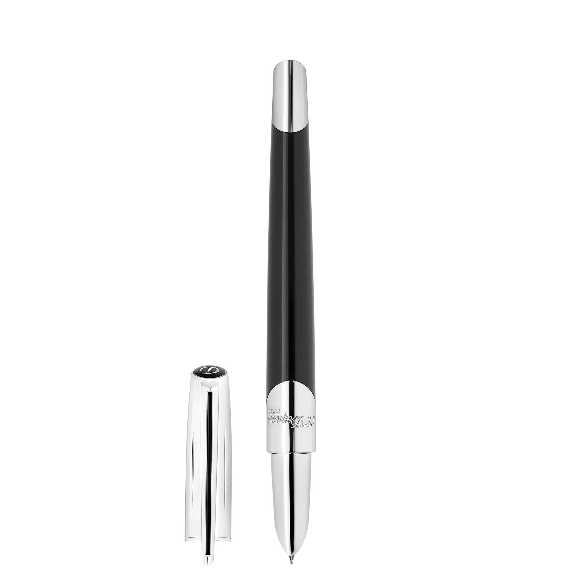DUPONT S.T Stylo Plume Défi Millenium Argenté et Noir Laqué