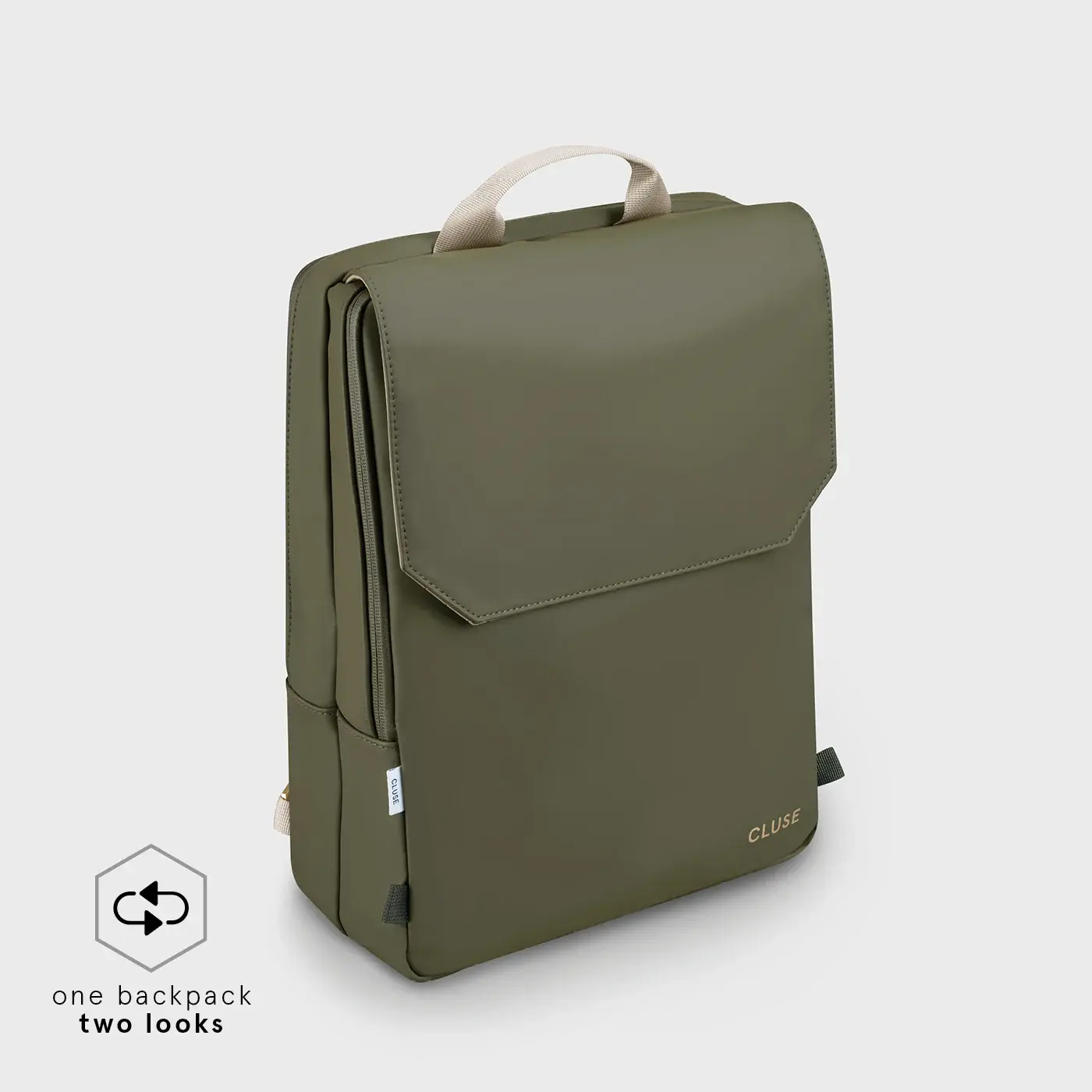 CLUSE Sac à Dos Réversible - Dark Green Moss, Gold Colour