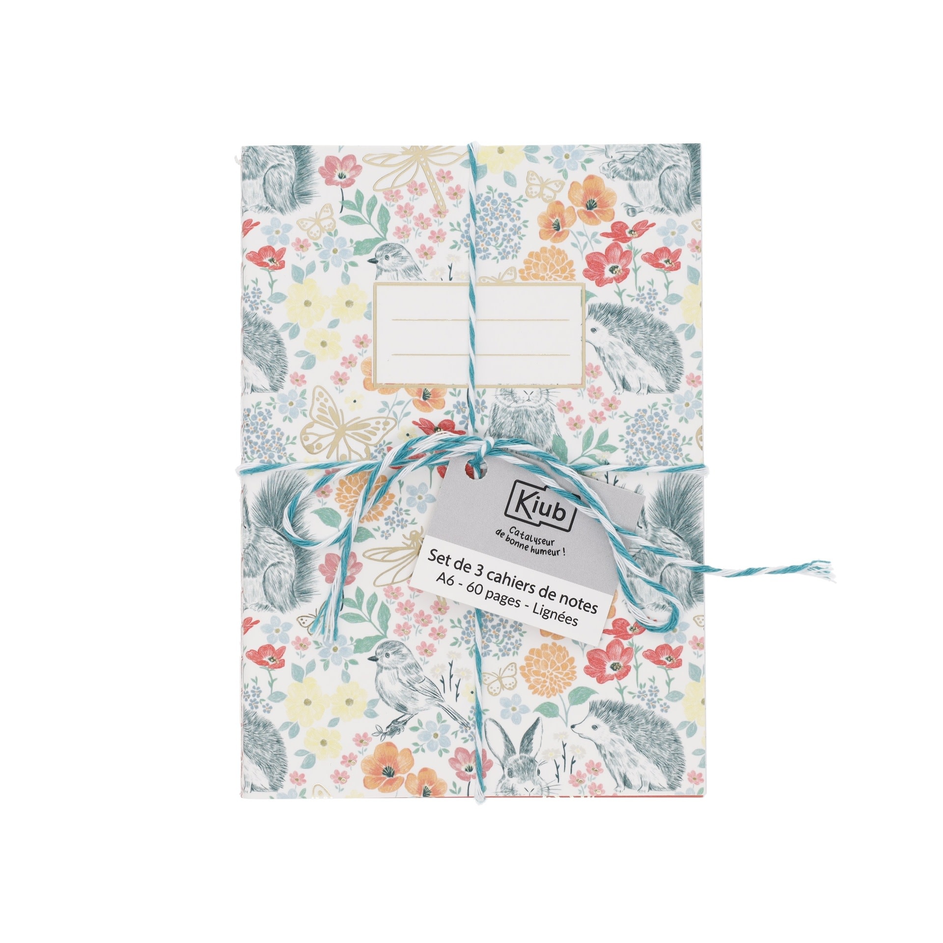KIUB Set De 3 Carnets A6 Avec Ficelle Jardin Des Merveilles  14.7x10.5cm